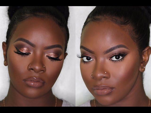 Dark Skin | Copper Eyes & Nude Lip Makeup | Prom Edition