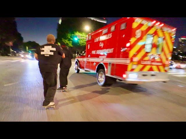 Street Skating Downtown LA At Night!