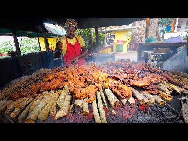 Insane Jamaican Jerk BBQ!! HUGE MEAT PIT + Jerk Champion in Montego Bay, Jamaica! 