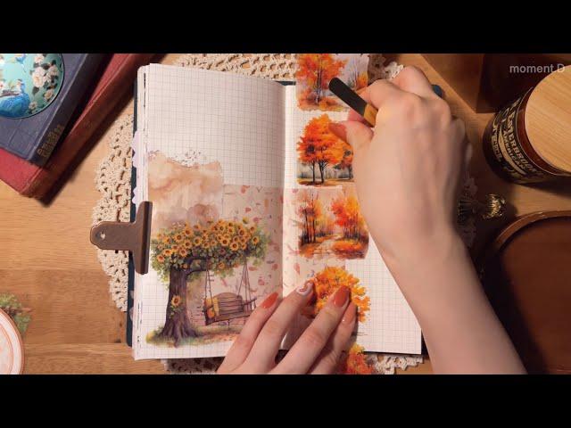 ASMR 가을을 즐겨요 다이어리 꾸미기 Art Journaling #scrapbooking #papertherapy #collage #コラージュ