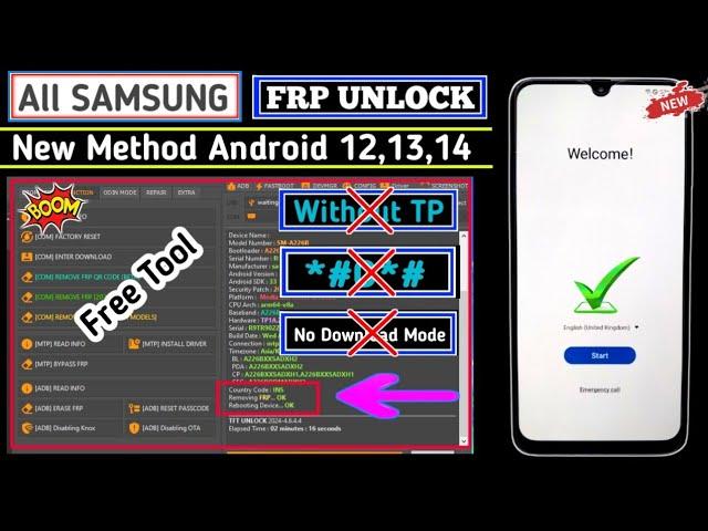 Samsung New Security 2024 Frp Unlock || All Samsung FRP Bypass || Android 14-13-12 || TFT Tool