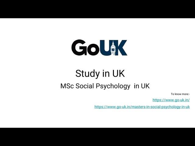 MSc Social Psychology in UK