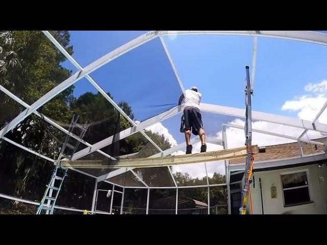 DIY The Easy Way to Rescreen a Pool Enclosure!!