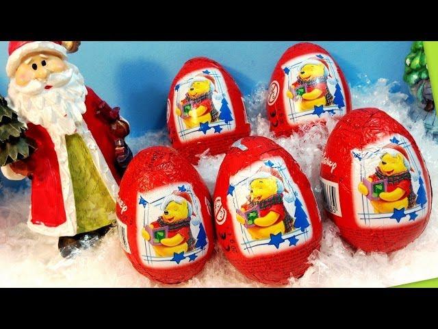 2013 CHRISTMAS Winnie The Pooh - Unwrapping 5 surprise eggs -MsDisneyReviews Holiday edition