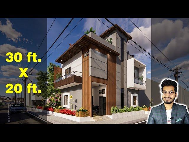 30X20 Feet House Design 3D | 65 Gaj | 600 sqft | 3BHK | 9X6 Meter  || DV Studio