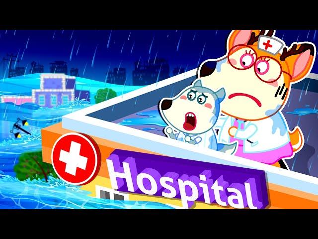 Help! Our Hospital in Heavy Rainstorm! Wolfoo Learns Natural Disasters Safety  Wolfoo Kids Cartoon