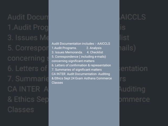 Audit Documentation Examples #cainter #cainterauditing  #cainterauditrevision #cainteraudit Sept 24