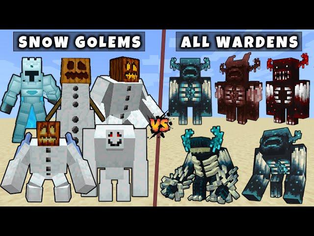 All Wardens vs All Snow Golems - Mutant & Titan Warden vs Mutant & Titan Snow Golem