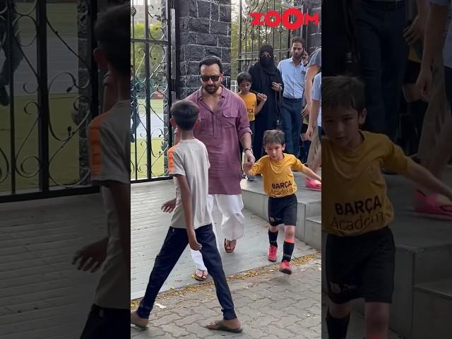Saif Ali Khan accompanies son Taimur Ali Khan to the football ground #shorts #saifalikhan