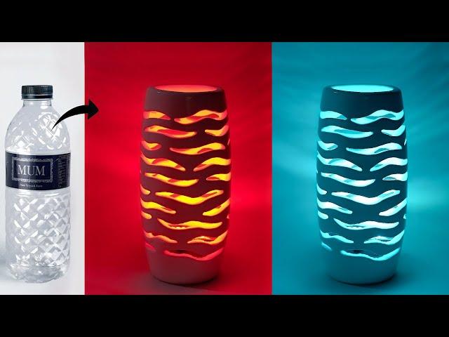 Table lamp making || Plastic bottle Corner Flower vase || Lighting lamp making