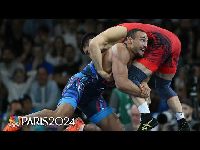 Aaron Brooks takes down top-seeded Azamat Dauletbekov in Olympic debut | Paris Olympics | NBC Sports