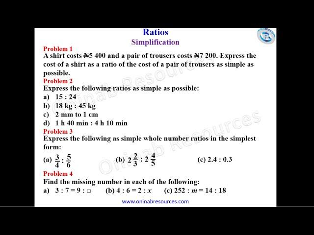 Ratios: Simplification