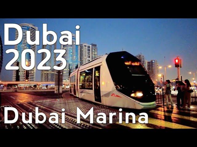 Dubai Marina Night Walking Tour 4K | United Arab Emirates 