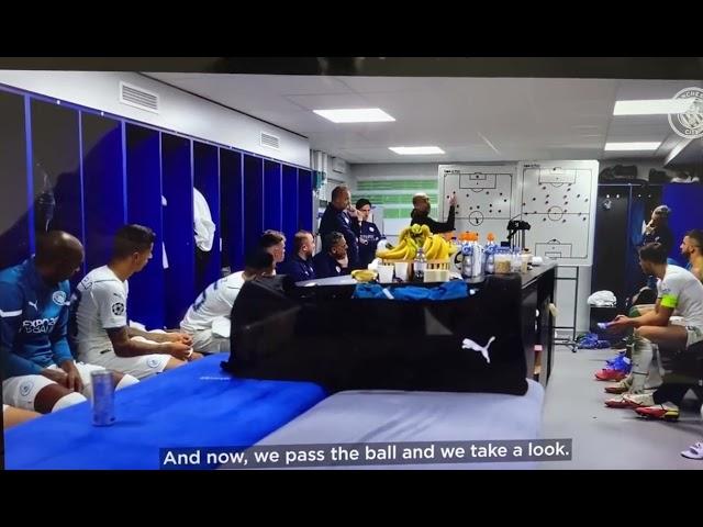 Pep Guardiola talking about Lionel Messi to his Manchester City players. 