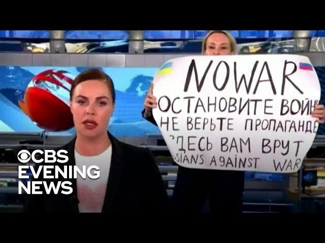 Russian state TV employee speaks out after protest