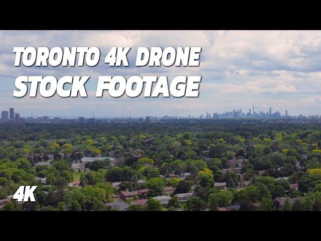 Toronto Skyline Rising Up Drone Stock Footage 4K