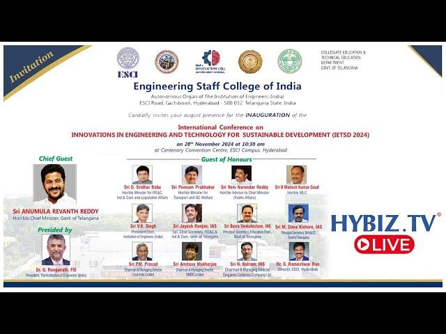 Engineering Staff College Of India Cm Revanth Reddy  | Hybiz Tv Live