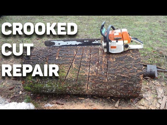 Chainsaw Cuts Crooked Curved Cuts. Bar Dressing and repair. Before and After.