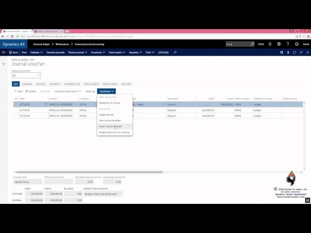 General Ledger Daily Procedures in  Microsoft Dynamics 365 Operations (Dynamics AX)