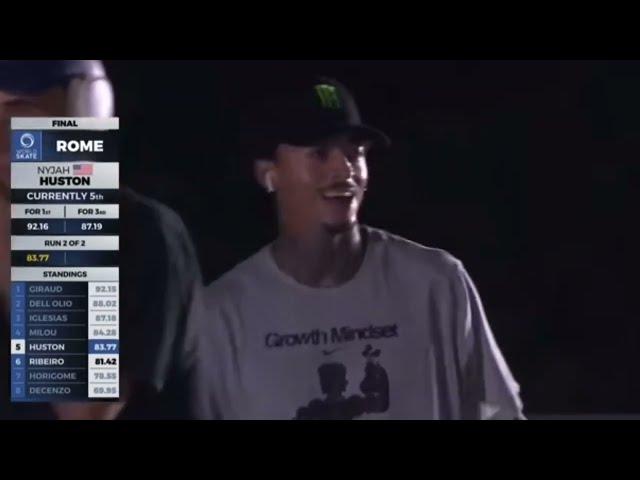 Nyjah Huston's insane run, fakie kickflip deliver Olympic qualifying win in Rome | #NyjahHuston