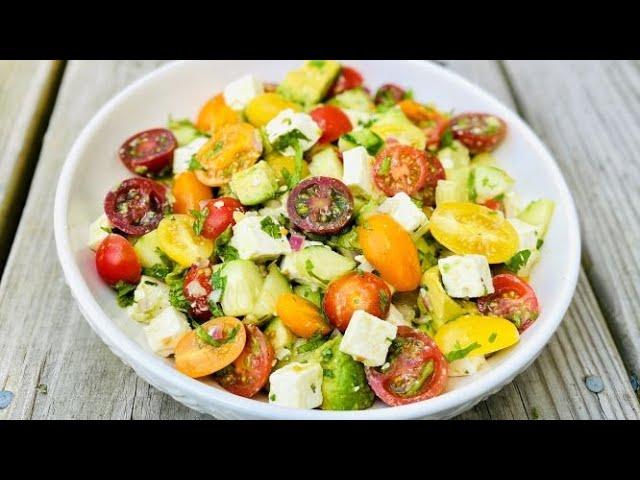 Cucumber Tomato Avocado Salad Recipe  | Healthy Salad - Brown Girls Kitchen