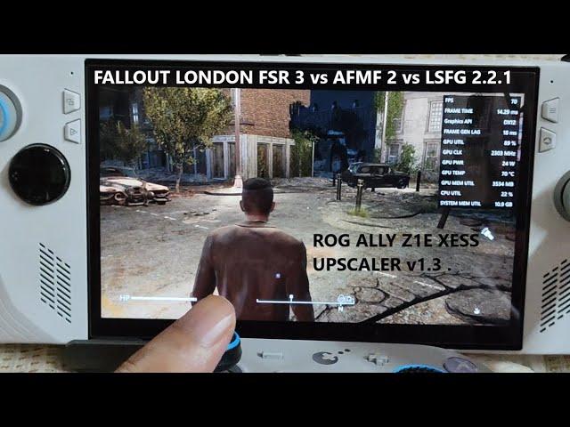 Rog Ally Fallout London FSR 3 vs AFMF 2 vs LSFG 2.2.1 Frame Gen | XeSS Upscaler v1.3 Puredark Mod