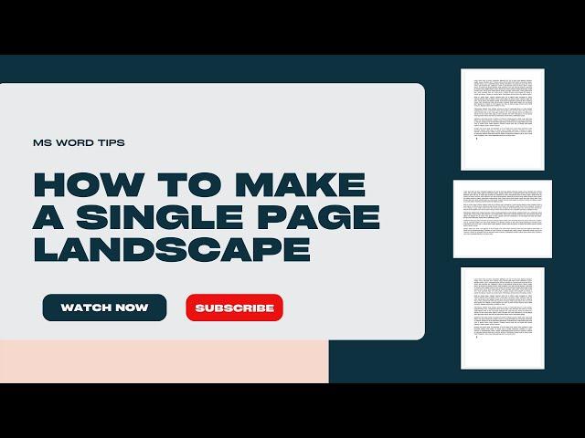 MS Word Tip | How To Make One Page Landscape While Keeping The Others Portrait