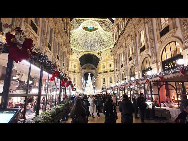 Milan Christmas Walking Tour 2024 | 4K Virtual Walking Tour Around Milano