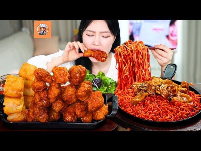 SULGI ASMR 2.0 ASMR MUKBANG| Fire noodles+Jjampong Ramyun. Honey combo Chicken,Fried Shrimp Sandwich