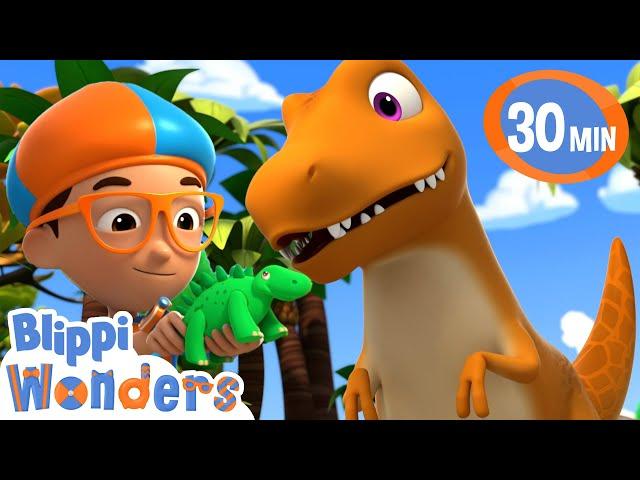 Blippi Wonders - Blippi Meets A Dinosaur + More! | Blippi Animated Series | Kids Cartoon