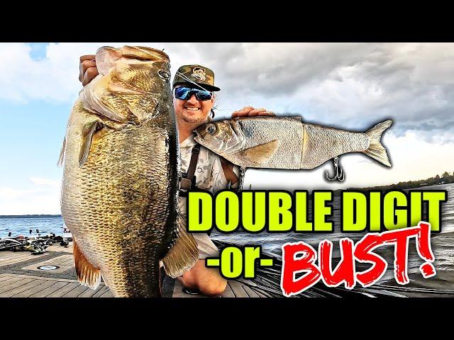 Fishing for ONLY Double Digit Bass w/ GIANT Baits!!