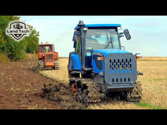 Старый ДТ-75 и новый Агромаш 90ТГ -  вспашка поля на двух гусеничных тракторах!