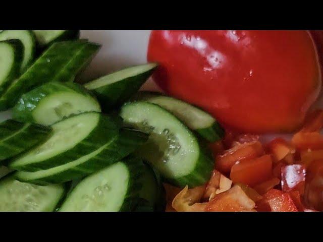 Cutting Cucumber and Pepper