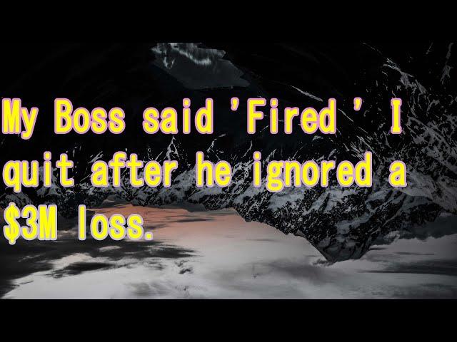 My Boss said 'Fired ' I quit after he ignored a $3M loss.