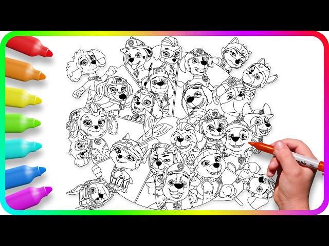 BIGGEST Coloring Pages PAW PATROL | How to draw Paw Patrol Characters. Easy Drawing Tutorial Art