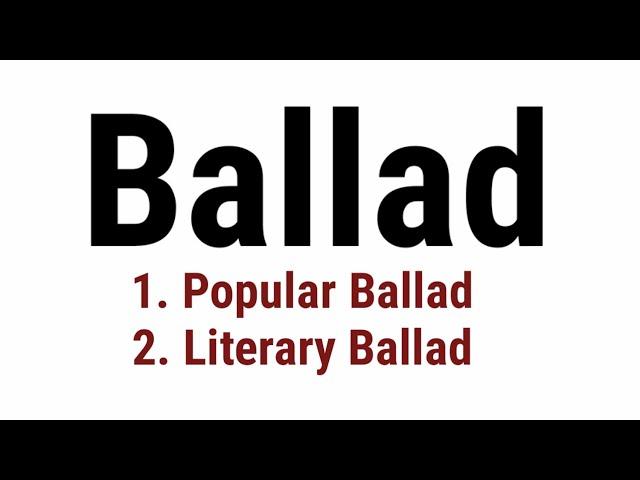 Ballad | Literary Form #literature #English