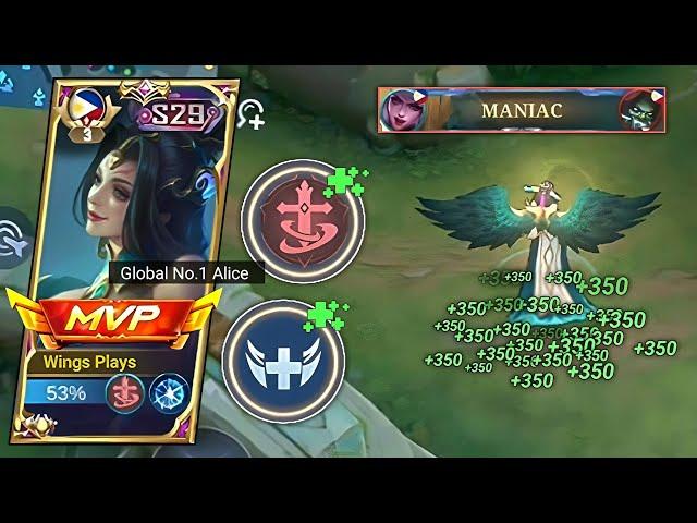 ALICE UNLIMITED MANA & HP REGEN HACKED!!! ALICE BUILD & EMBLEM 2023 (Must Try) | MLBB