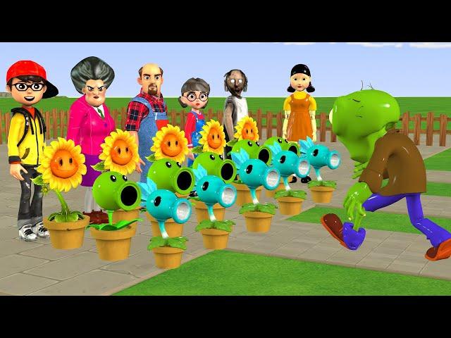 Scary Teacher 3D vs Squid Game Choose a Plants to Rescuing Pregnant Squid Doll from Zombie Challenge