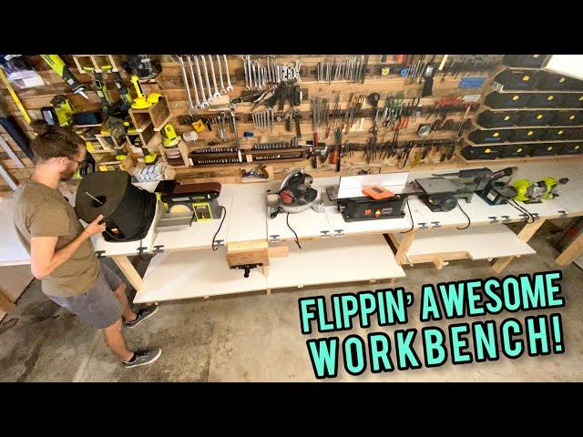 I Built A HUGE Flip Top Workbench In My Small Garage!