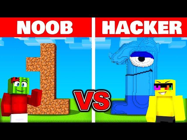 NOOB vs HACKER: I Cheated In a Number Lore Build Challenge in Minecraft! (Number 1)