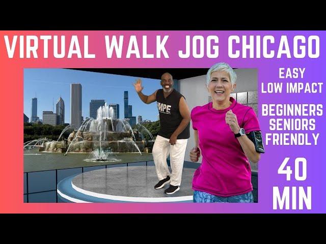 Virtual Walk Jog Chicago Workout| Easy Low Impact Exercise | Beginners & Senior Friendly | 40 Min