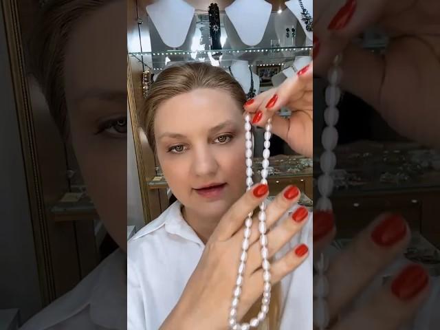 Элегантная классическая нить в виде украшения на шею из натурального жемчуга #украшенияназаказ