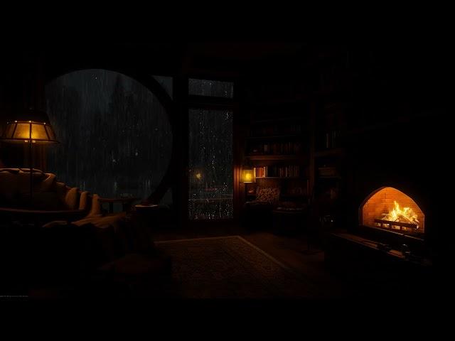 Reading Nook Ambience on Rainy Night | Cozy Moment with Rain Sounds to Focus, Study, Relax & Sleep