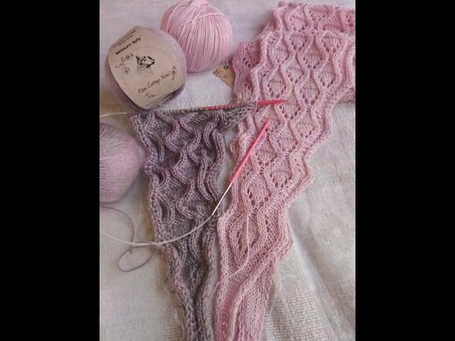 Cresting Diamond Scarf is knit with 1 skein of fingering/4ply yarn. Find on Ravelry #knitting