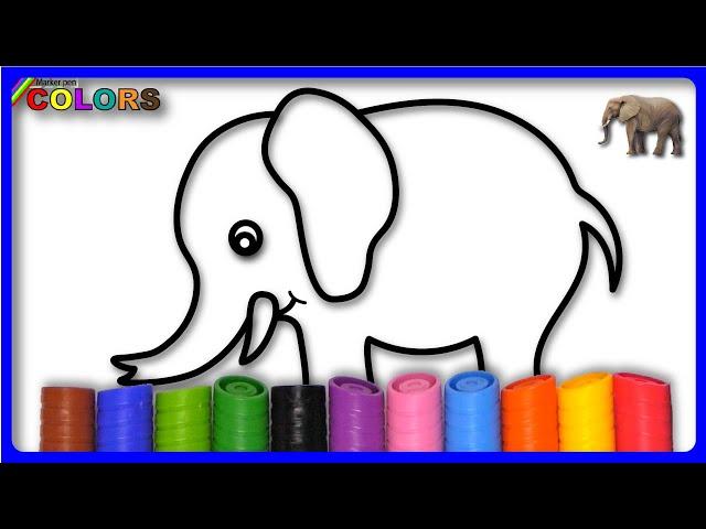 ANIMALS  Immerse in Creativity: Elephant Drawing, Coloring, and BIG Marker Pencil -AKN Kids House