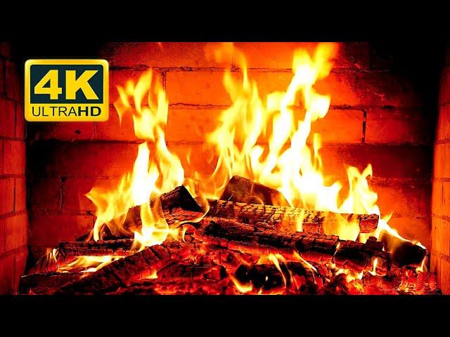  Cozy Fireplace 4K (12 HOURS). Fireplace with Crackling Fire Sounds. Fireplace Burning 4K