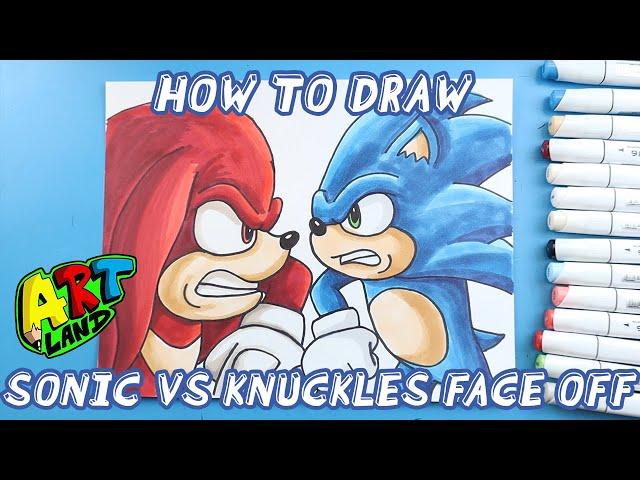 How to Draw SONIC VS KNUCKLES FACE OFF