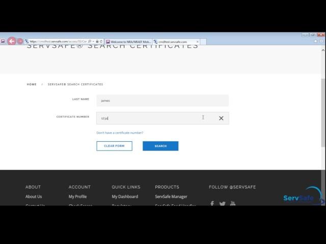 Certificate Look Up - ServSafe.com