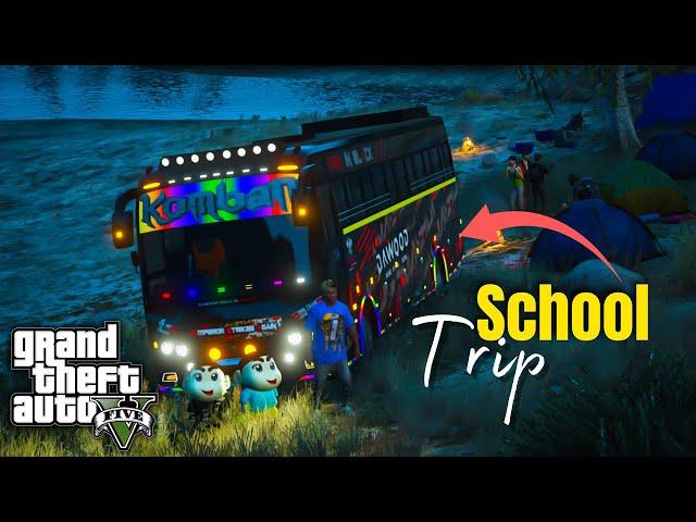 GTA 5:Franklin & Shinchan School Trip in Gta5 Komban Bus.!(Gta5 mods)