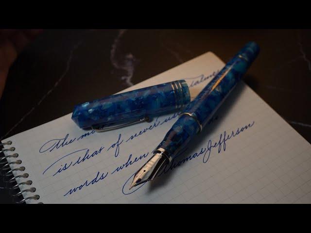 Leonardo Momento Zero Grande Marina Blue Writing Sample | Fountain Pen Writing